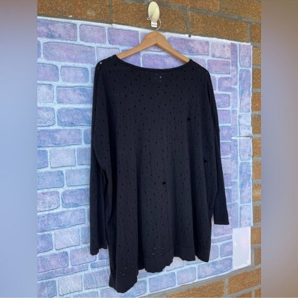 PLANET BY LAUREN G One Size Sweater HoleyDistressed Lightweight Pullover XL - Picture 5 of 8